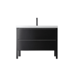 42" Black Freestanding Single Sink Bathroom Vanity with White Quartz Countertop - Image 2