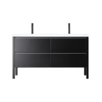 60" Black Freestanding Double Sink Bathroom Vanity with White Quartz Countertop – Image 2