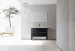 42" Black Freestanding Single Sink Bathroom Vanity with White Quartz Countertop