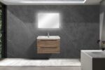 30" Soft Oak Wall Mount Bathroom Vanity with White Polymarble Countertop Sofia - Image 6