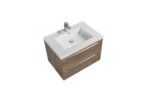 30" Soft Oak Wall Mount Bathroom Vanity with White Polymarble Countertop Sofia - Image 3