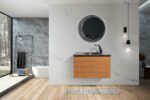30" Light Oak Wall Mount Bathroom Vanity with Black Engineered Quartz Countertop Simon - Image 2