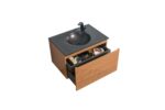 30" Light Oak Wall Mount Bathroom Vanity with Black Engineered Quartz Countertop Simon - Image 6