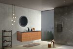 48" Light Oak Wall Mount Single Sink Bathroom Vanity with Black Engineered Quartz Countertop Simon - Image 6