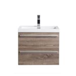 24" Soft Oak Wall Mount Bathroom Vanity with White Polymarble Countertop Sofia - Image 2