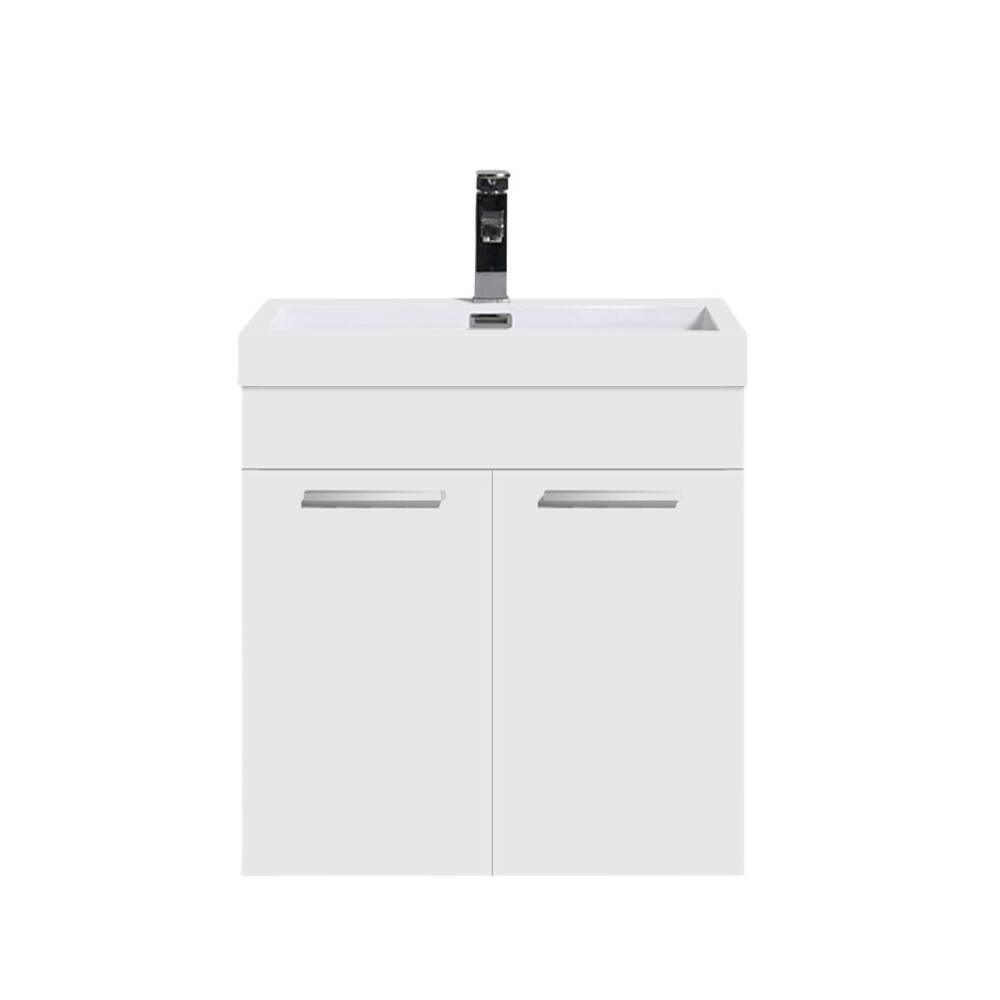 20" White Wall Mount Bathroom Vanity with White Polymarble Countertop Sofia - Image 2