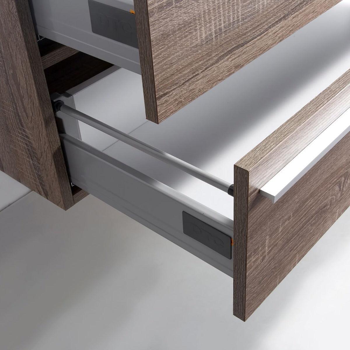 48" Soft Oak Wall Mount Single Sink Bathroom Vanity with White Polymarble Countertop Sofia – Image 4