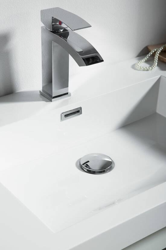 42" White Wall Mount Bathroom Vanity with White Polymarble Countertop Sofia - Image 4