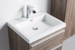24" Soft Oak Wall Mount Bathroom Vanity with White Polymarble Countertop Sofia - Image 3
