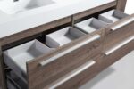 60" Soft Oak Wall Mount Double Sink Bathroom Vanity with White Polymarble Countertop Sofia - Image 6