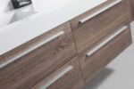 60" Soft Oak Wall Mount Double Sink Bathroom Vanity with White Polymarble Countertop Sofia - Image 5
