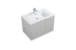 30" Glossy White Wall Mount Bathroom Vanity with White Polymarble Countertop - Image 2