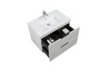 30" Glossy White Wall Mount Bathroom Vanity with White Polymarble Countertop - Image 3