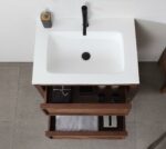 30" Natural Walnut Freestanding Bathroom Vanity with White Solid surface Countertop Vista - Image 4