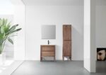 30" Natural Walnut Freestanding Bathroom Vanity with White Solid surface Countertop Vista