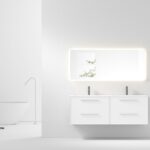 60" White Vanity w/Matte White Solid Surface countertop Double sink Snow White Collection - Combo