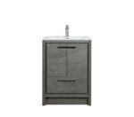 24" Cement Freestanding Bathroom Vanity with White Ceramic Countertop – Image 3