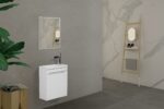 16" White Wall Mount Bathroom Vanity with White Polymarble Countertop Wallie - Image 3