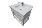 36" White Freestanding Single Sink Bathroom Vanity with Snow White Quartz Countertop Fiory - Image 5