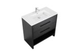 36" Black Rough Oak Freestanding Bathroom Vanity with White Polymarble Countertop – Image 4