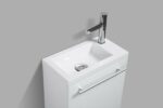 16" White Wall Mount Bathroom Vanity with White Polymarble Countertop Wallie - Image 4