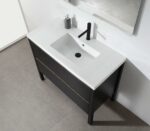 42" Black Freestanding Single Sink Bathroom Vanity with White Quartz Countertop - Image 3