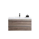 42" Soft Oak Wall Mount Bathroom Vanity with White Polymarble Countertop Sofia - Image 2
