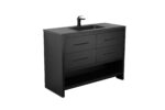 48" Black Rough Oak Freestanding Bathroom Vanity with Black Engineered Quartz Countertop – Image 2