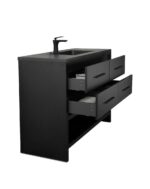 48" Black Rough Oak Freestanding Bathroom Vanity with Black Engineered Quartz Countertop – Image 4