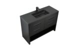 48" Black Rough Oak Freestanding Bathroom Vanity with Black Engineered Quartz Countertop – Image 3