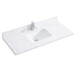 48" White Freestanding Single Sink Bathroom Vanity with Calcutta Quartz Countertop - Image 10