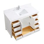 48" White Freestanding Single Sink Bathroom Vanity with Calcutta Quartz Countertop - Image 6