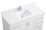 48" White Freestanding Single Sink Bathroom Vanity with Calcutta Quartz Countertop - Image 4