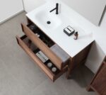 48" Natural Walnut Freestanding Single Sink Bathroom Vanity with White Solid surface Countertop Vista - Image 7