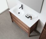 48" Natural Walnut Freestanding Single Sink Bathroom Vanity with White Solid surface Countertop Vista - Image 4