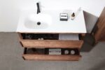 48" Natural Walnut Freestanding Single Sink Bathroom Vanity with White Solid surface Countertop Vista - Image 6