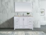 48" White Freestanding Single Sink Bathroom Vanity with Snow White Countertop - Image 2