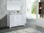 48" White Freestanding Single Sink Bathroom Vanity with Snow White Countertop - Image 3