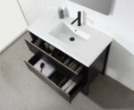 42" Black Freestanding Single Sink Bathroom Vanity with White Quartz Countertop - Image 5