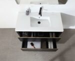 42" Black Freestanding Single Sink Bathroom Vanity with White Quartz Countertop - Image 4