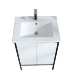 24" White & Black Frame Freestanding Single Sink Bathroom Vanity with White Ceramic Countertop – Image 5