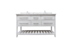60" White Freestanding Double Sink Bathroom Vanity with Calcutta Quartz Countertop Fiory – Image 2