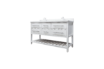 60" White Freestanding Double Sink Bathroom Vanity with White Quartz Countertop Fiory - Image 4