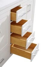 60" White Freestanding Double Sink Bathroom Vanity with White Quartz Countertop - Image 7