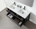 60" Black Freestanding Double Sink Bathroom Vanity with White Quartz Countertop – Image 4