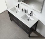 60" Black Freestanding Double Sink Bathroom Vanity with White Quartz Countertop – Image 5