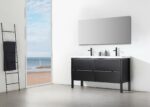 60" Black Freestanding Double Sink Bathroom Vanity with White Quartz Countertop – Image 6