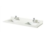 60" White Freestanding Double Sink Bathroom Vanity with White Quartz Countertop - Image 9