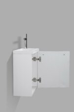 16" White Wall Mount Bathroom Vanity with White Polymarble Countertop Wallie - Image 5