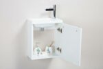 16" White Wall Mount Bathroom Vanity with White Polymarble Countertop Wallie - Image 6